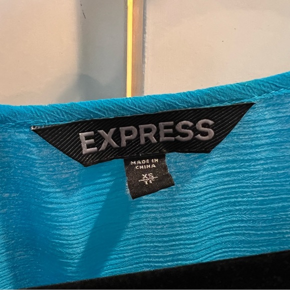 Express Peacock Blue Boho Sequin Blouse XS - Picture 4 of 5